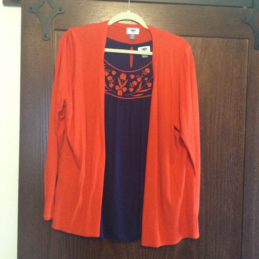 NavyTank Top Blouse with matching sweater. Unworn
